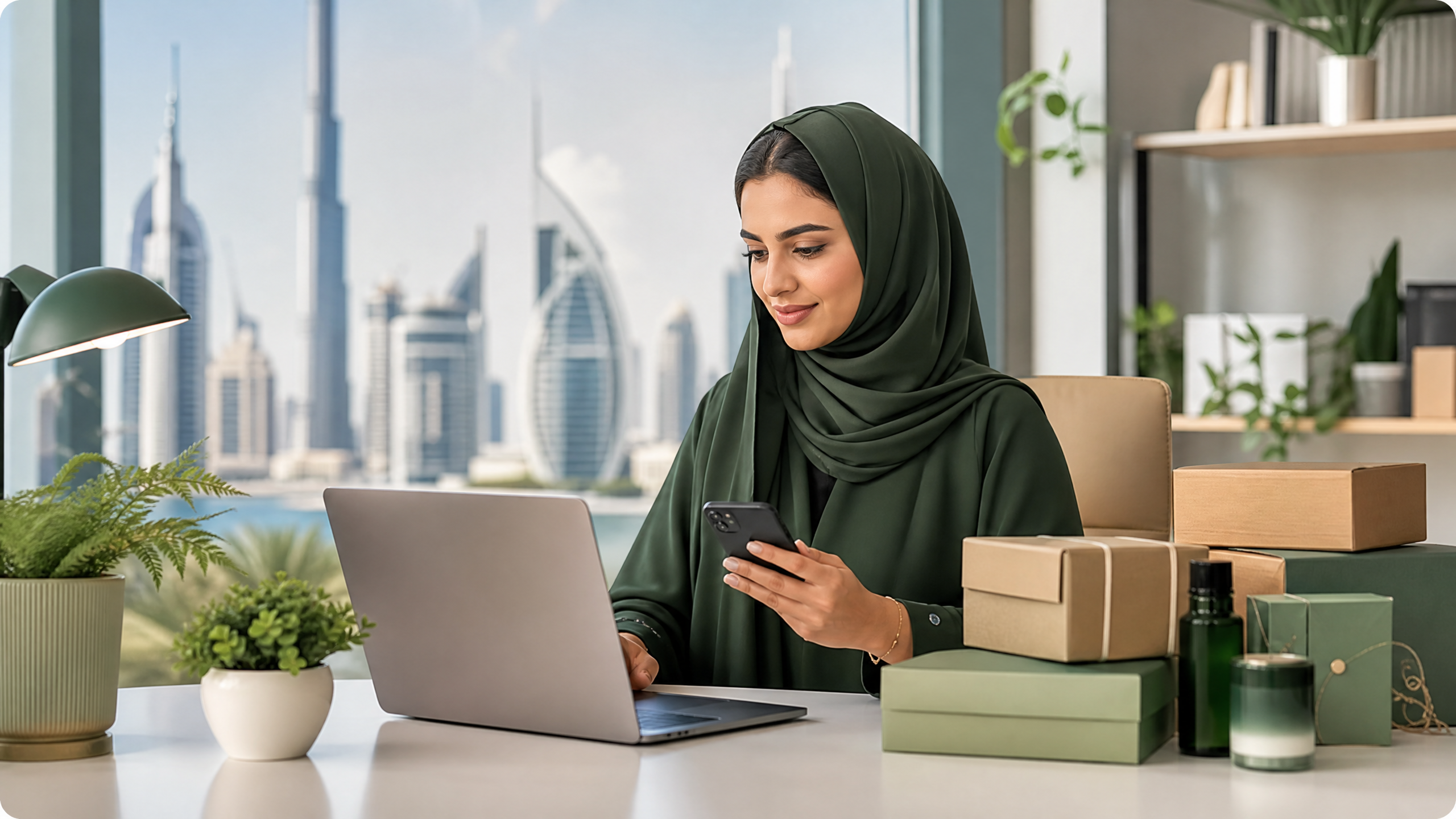 UAE small-business owner reviewing a practical operations checklist with a team
